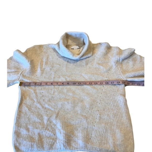 TOPSHOP  Mock Neck Oatmeal Neutral Puff Drop Sleeve Soft Wool Blend Sweater - Picture 11 of 14